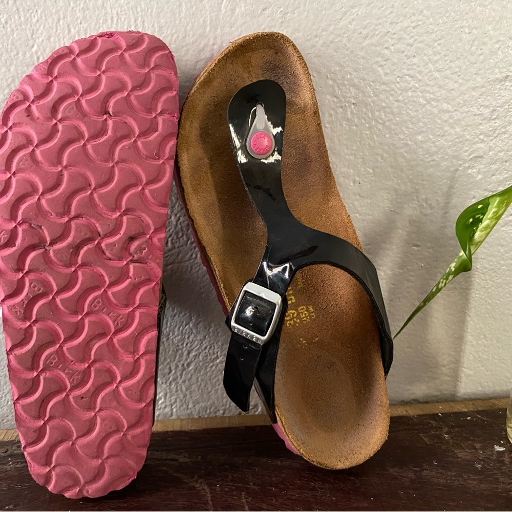 Pre-owned Birkenstock Gizeh Sandals in Black Sz 39/8 Narrow fit Women’s